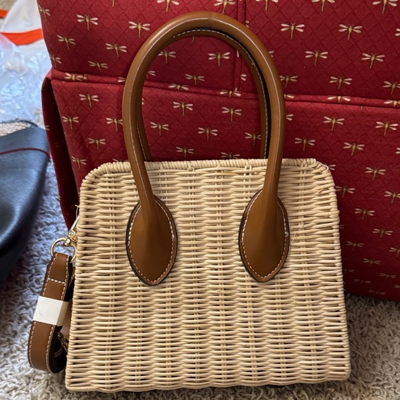 NWT: Zara Elegant Tan and Cream Woven Handbag - Picture 2 of 5